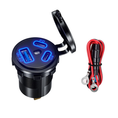 1Pack Dual PD+QC 3.0 USB Port Car Cigarette Lighter Socket Plug LED Indicator