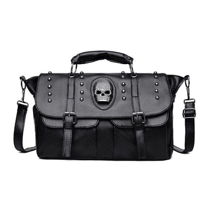 Punk Style Handbag Synthetic Leather Skull Tote Bag Large Shoulder Bag Crossbody