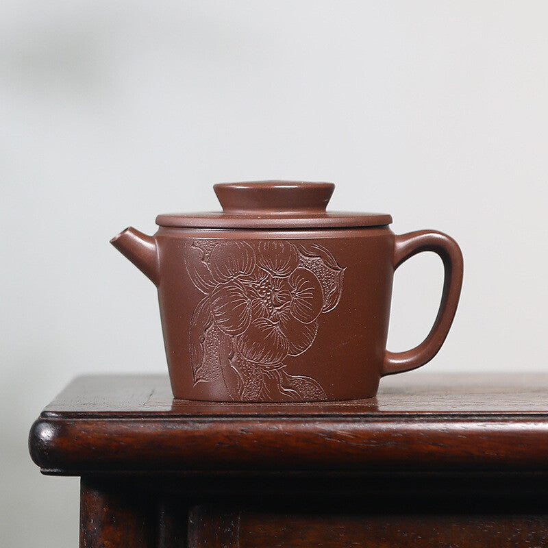 Original Ore Real Yixing Zisha Purple Grit Tea Pot Lotus Flower Carve Master Pot
