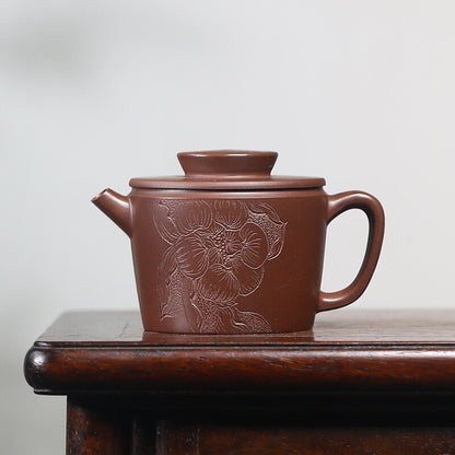 Original Ore Real Yixing Zisha Purple Grit Tea Pot Lotus Flower Carve Master Pot
