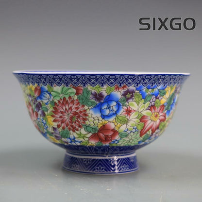 Chinese Jingdezhen Porcelain Blue and White Famille Rose Bowl