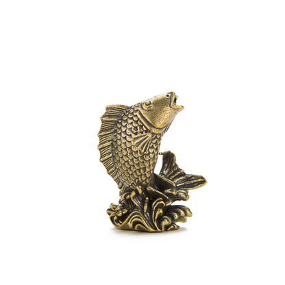 Brass Carp Statue Fish Figurine Home Desktop Decor Gift Ornaments Tea Pet