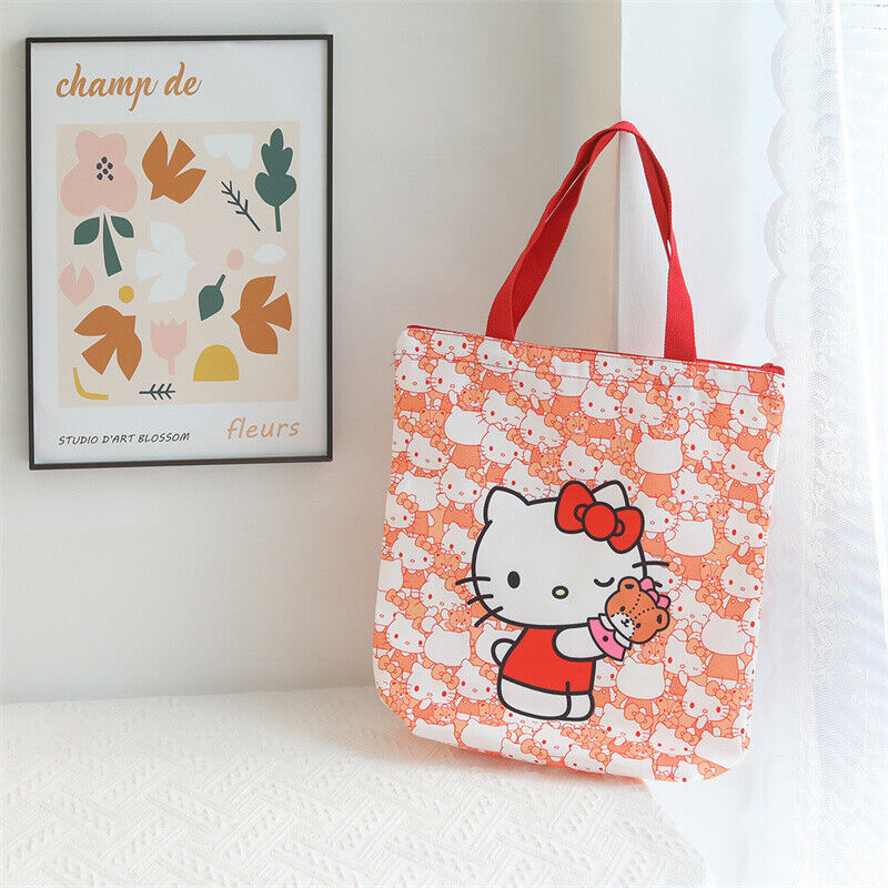 Cute My Melody Kuromi Cinnamoroll Hello Kitty Handbag Tote Canvas Storage Bag