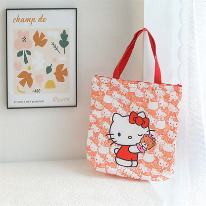 Cute My Melody Kuromi Cinnamoroll Hello Kitty Handbag Tote Canvas Storage Bag