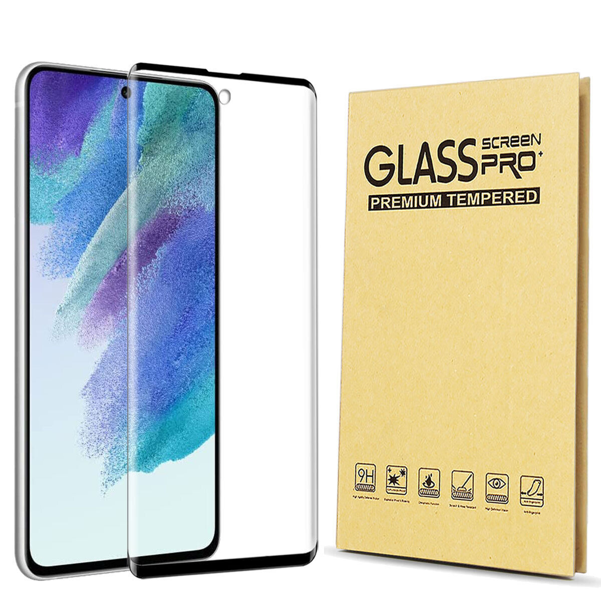 For Samsung Galaxy S21 FE 5G Glossy Full Cover Tempered Glass Screen Protector