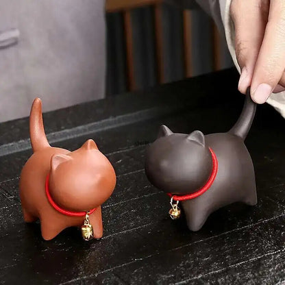 Handmade Purple Clay Cat Tea Pet Ceramic Tea Pet Cute Little Ornament