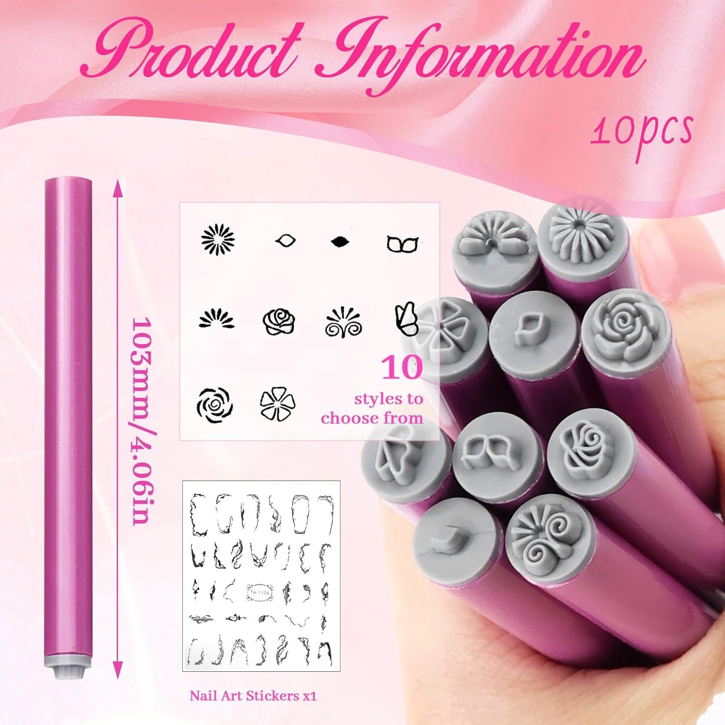 10Pcs DIY Nail Nail Art Stamp Pen Set Art Dotting Tools Set for Girls Women