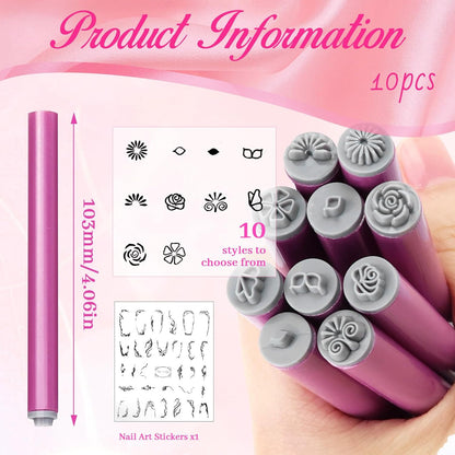 10Pcs DIY Nail Nail Art Stamp Pen Set Art Dotting Tools Set for Girls Women