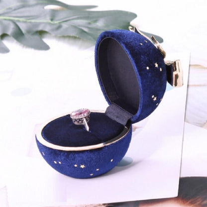Jewelry Box Round Plastic Alloy Velvet Bow Rings Pendant Packaging Boxes 7x7x6cm