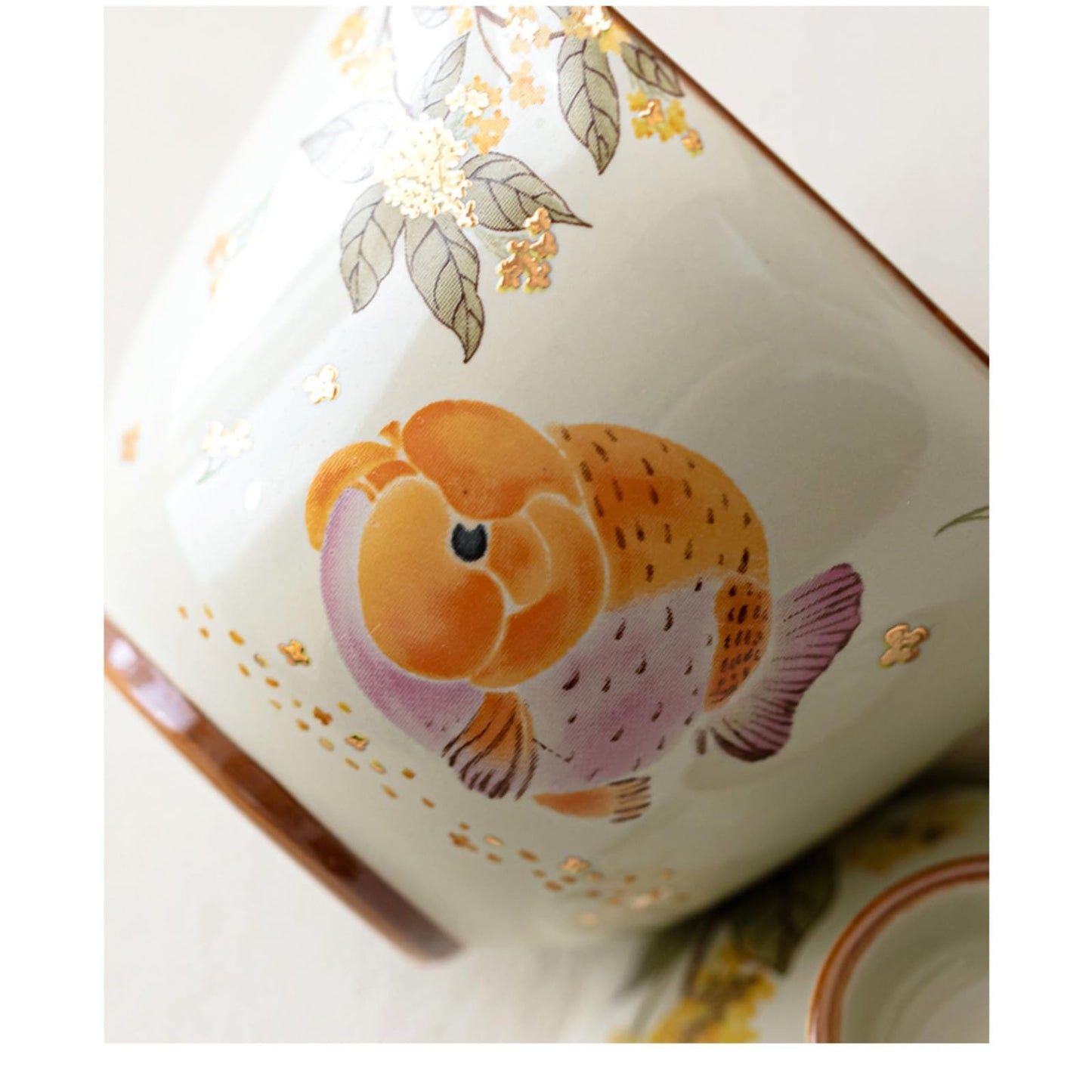 Ceramics Gaiwan Teacup Tea Set 100ml 3.4oz Goldfish Tea Bowl Kungfu Tea Set