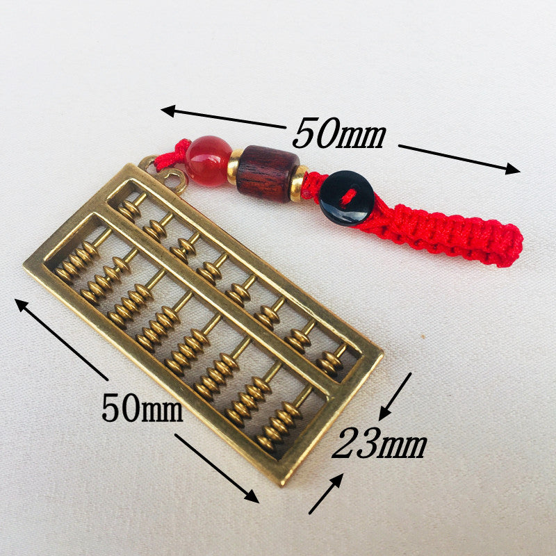 Brass Abacus Keychain Lucky Wealth Pendant Car Key Hanging Ornament