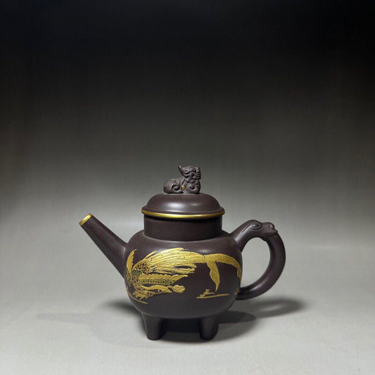 Chinese Yixing Zisha Clay Handmade Exquisite Dragon&Phoenix Teapot 30158