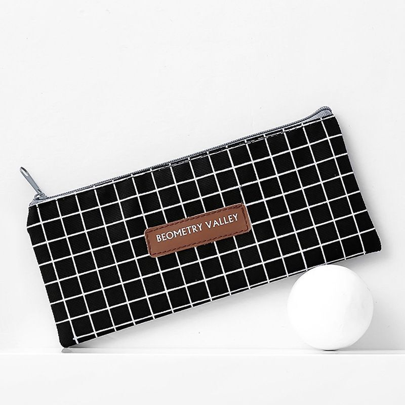 Plaid Travel Cosmetic Makeup Bag Zipper Small Toiletry Beauty Organizer 19.7*9cm