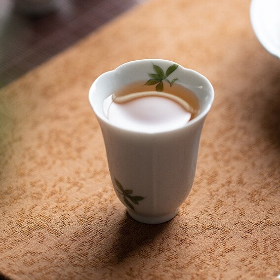 Porcelain Tea Cup Handpainted Orchid Print Chinese Kungfu Tea Cup 40ml Ceramic
