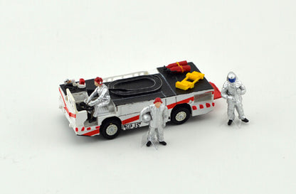 1/72 US Navy Deck Fire Truck + 3 Firefighters For Airport Deck