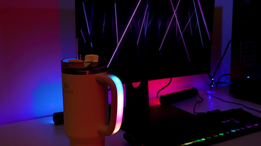 6 Colors LED Light-Up Tumbler Handle for Stanley 40oz/30oz, Comfortable Cup Hand