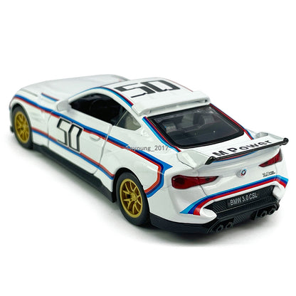 1/42 Scale BMW 3.0 CSL Model Car Diecast Toy Cars Boys Toys for Kids Gifts White