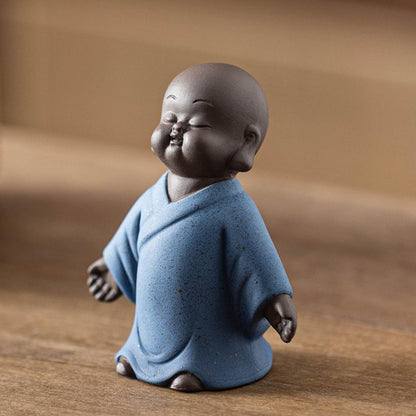 Little Monk Purple Sands Tea Pet 4PCS 8cm Handmade Kung Fu Tea Set Tea Table