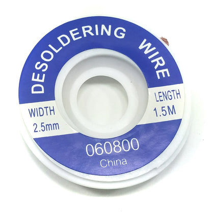 3 Pack Desoldering Wick, 2.5mm Width, 5' Length for Solder Removal
