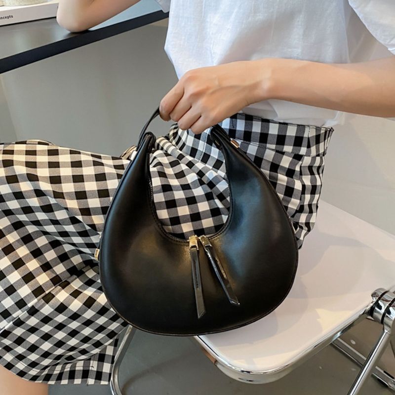 Elegant Crescent Crossbody Bag Underarm Handbag Synthetic Leather Shoulder Bags