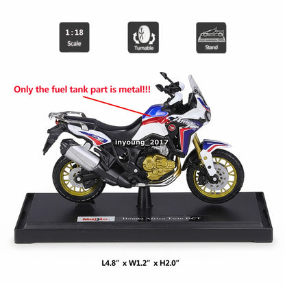 1/18 Honda Africa Twin DCT Motorcycle Model Diecast Toy Vehicle Boys Toys White