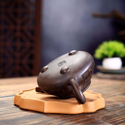 300ml China Yixing Zisha Clay Tea Pot Handmade Carved Dragon Design Shipiao Pot