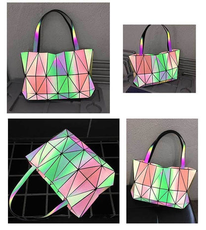 Color Changing Handbags Night Luminous Rhombus Geometric Bag Shoulder Purse 1 PC