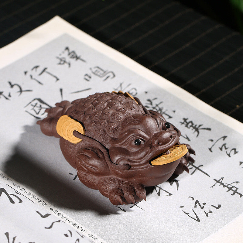 Purple Sand Handicraft Golden Toad Tea Pet Kung Fu Tea Set Tea Play Sculpture