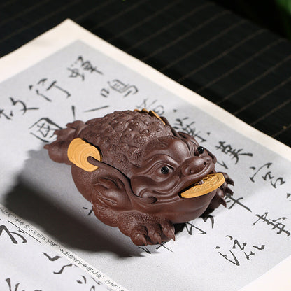 Purple Sand Handicraft Golden Toad Tea Pet Kung Fu Tea Set Tea Play Sculpture