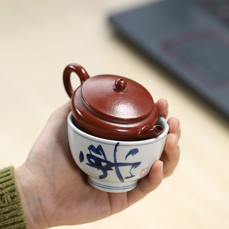 True Yixing Zisha Zhu Clay Tea Pot Porcelain Tea Cup Chinese Kungfu Pot Marked