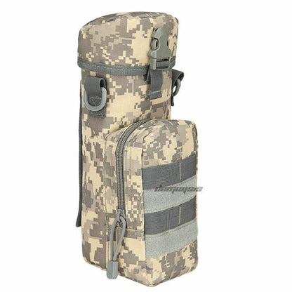 Water Bottle Pouch Nylon Outdoor Military Travel Kettle Bag Shoulder Strap Green