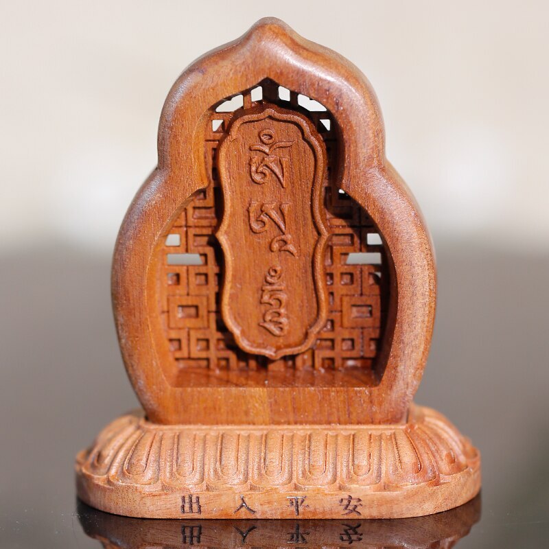 Buddhism Talisman Four Armed Guanyin Buddha Talisman Wood Carving Buddha Statue