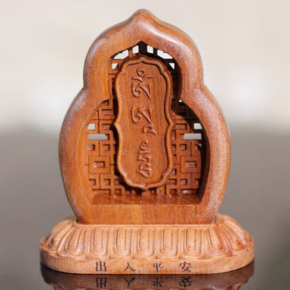 Buddhism Talisman Four Armed Guanyin Buddha Talisman Wood Carving Buddha Statue