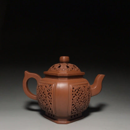 Chinese Yixing Zisha Clay Handmade Exquisite Teapot （镂空宫灯 底款：金鼎商标）