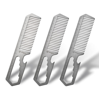 Titanium Hair Beared Comb Anti Static Pocket Multi Tool Bottle Opener Wrench EDC