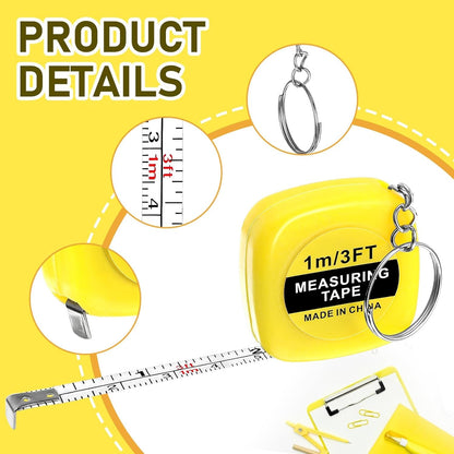 1~100PCS Retractable Ruler Tape Measure Mini Portable Pull Ruler Keychain 1m/3ft