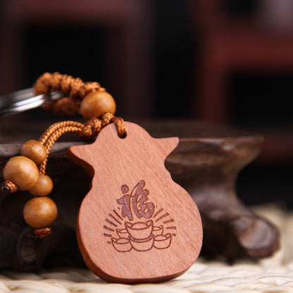 Peach Wood Carving Safe Money Bag Lucky Bag Keychain Wood Carving Car Pendant