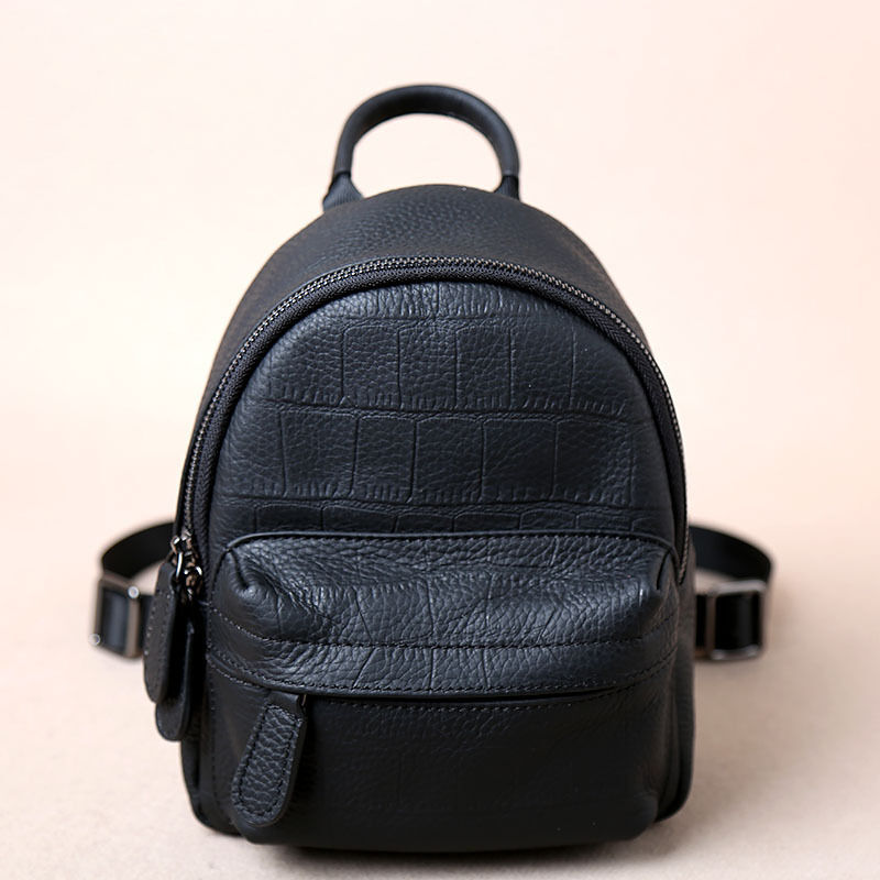 Croc Embossed Real Leather Backpack Rucksack Daypack Purse Cute bag Travel Purse