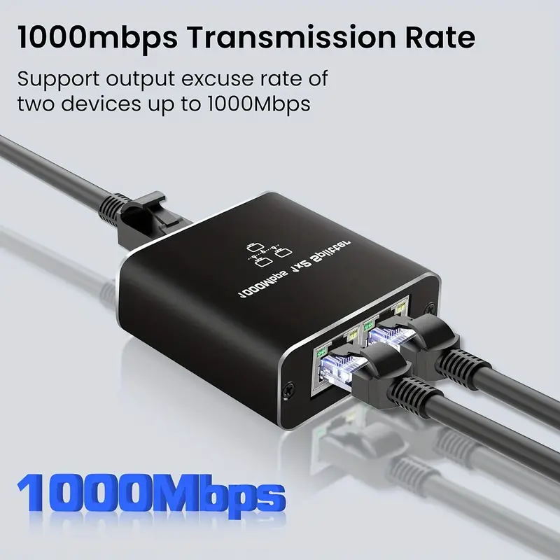 RJ45 Gigabit Ethernet Splitter 1000Mbps LAN Network Internet 1 to 2 Adapter lot
