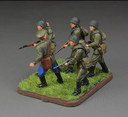 Handmade 1/72 WWII Soviet Infantry 5 Soldiers Model