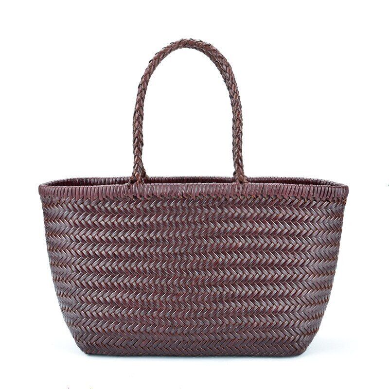 Women's Genuine Leather Woven Shoulder Bag Weaving Bag Cowhide Cross Hand Bags
