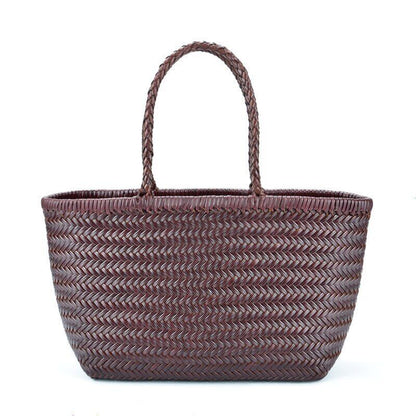 Women's Genuine Leather Woven Shoulder Bag Weaving Bag Cowhide Cross Hand Bags