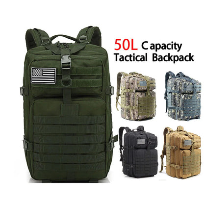 Men's Tactical Backpack 50L Outdoor Bug Rucksack Hiking Camping Hunting Bag