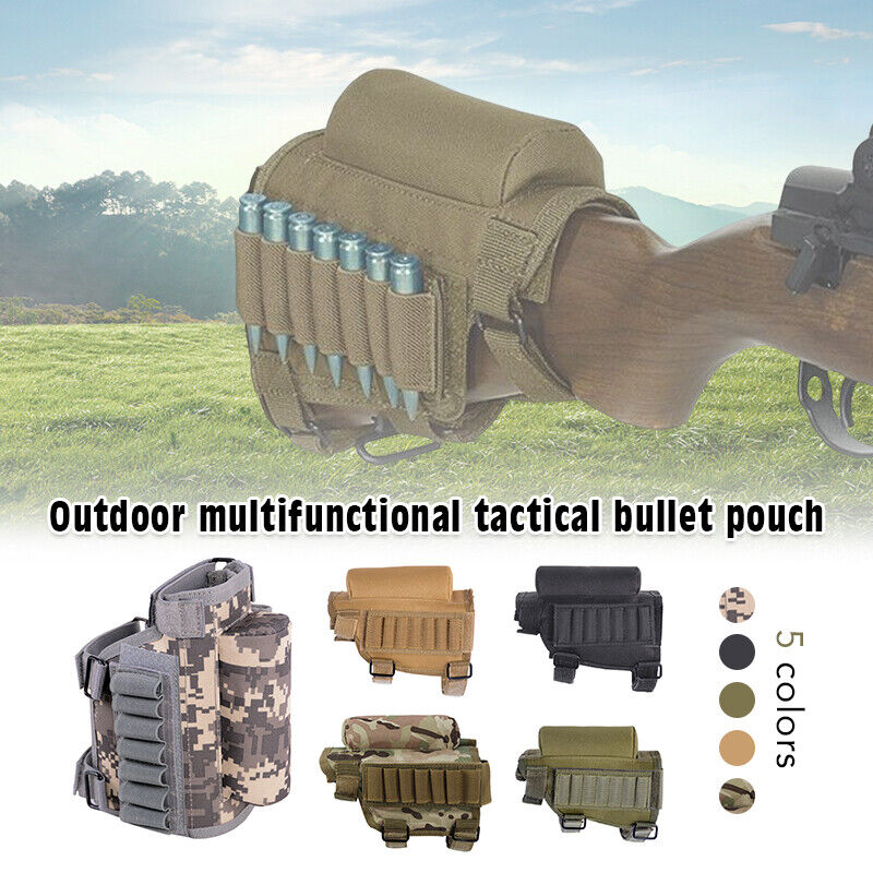 Tactical Butt Stock Rifle Cheek Rest Pouch Military Gear Bullet Holder Bag Shell