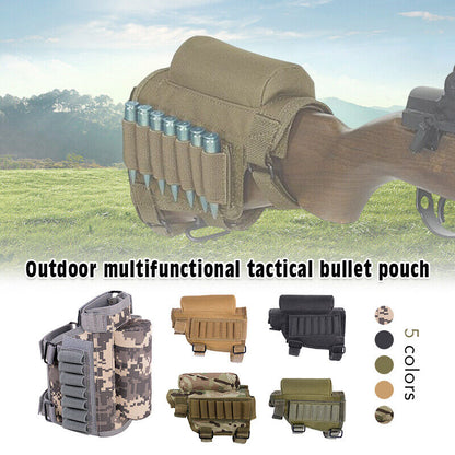 Tactical Butt Stock Rifle Cheek Rest Pouch Military Gear Bullet Holder Bag Shell