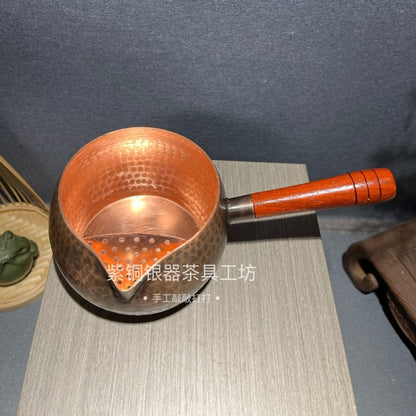 Pure Copper 600ml Side Handle Tea Kettle Hand Hammered