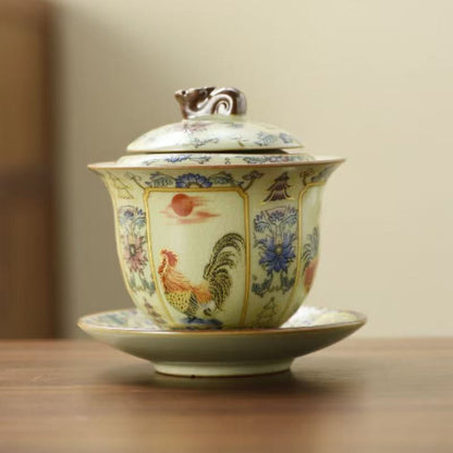 Ru Porcelain Golden Rooster Dawn Teacup Master Cup Household Tea Cup