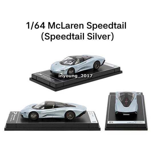 1/64 Mclaren Speedtail Model Toy Car Diecast Toy Vehicle for Kids Adults Silver