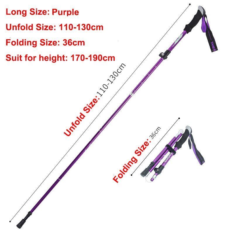 5-Section Folding Trekking Poles Nordic Walking Stick Hiking Telescopic Cane 1PC