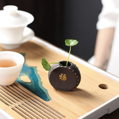 1pc Purple Clay Tea Pet Bonsai Ornaments Hydroponic Plants Tea Set Decoration